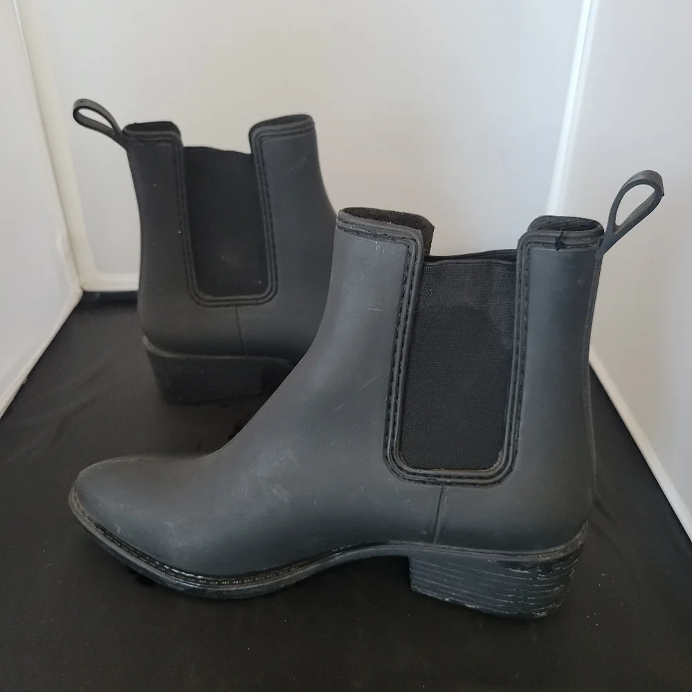 Jeffrey Campbell Havana Last Black Rubber Shoes Rain Boots Women's 9 Chelsea